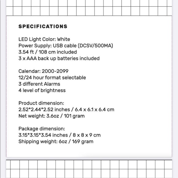 Block Clock Cube Alarm Clock Marble White Gray Cloudnola Bedroom College Dorm - Picture 13 of 14